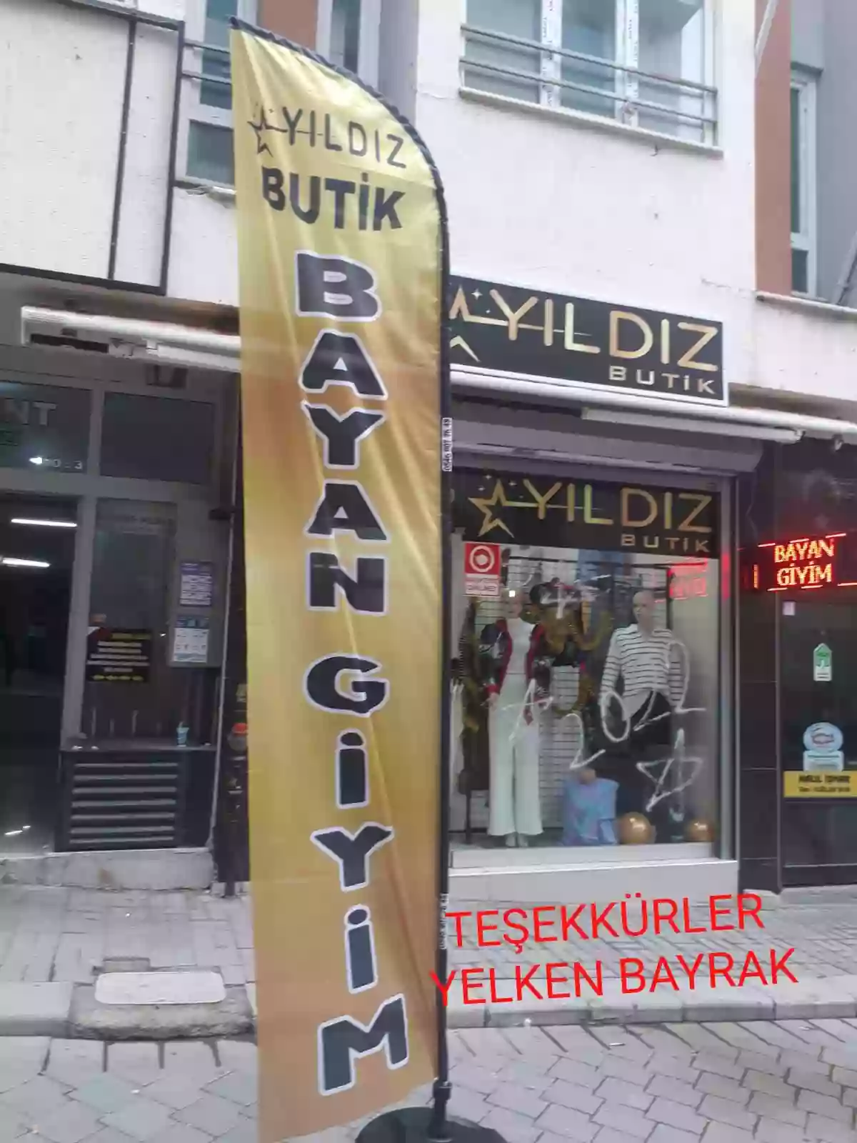 bayan-giyim-yelken-bayragi Tekstilci Plaj Bayrağı Örneği
